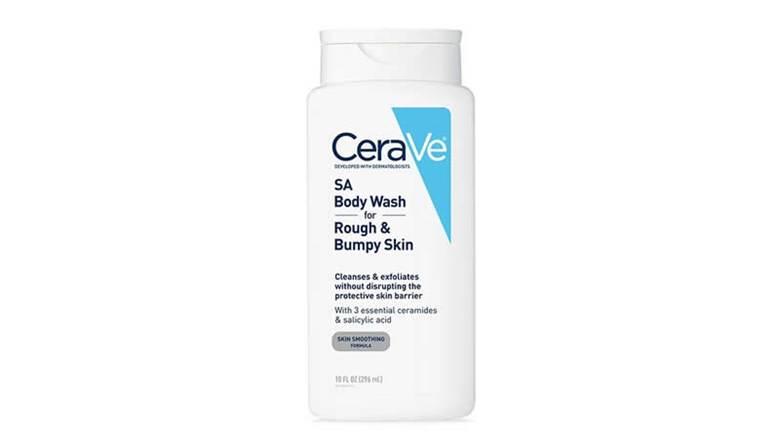 CeraVe SA body wash for rough bumpy skin and clogged pores