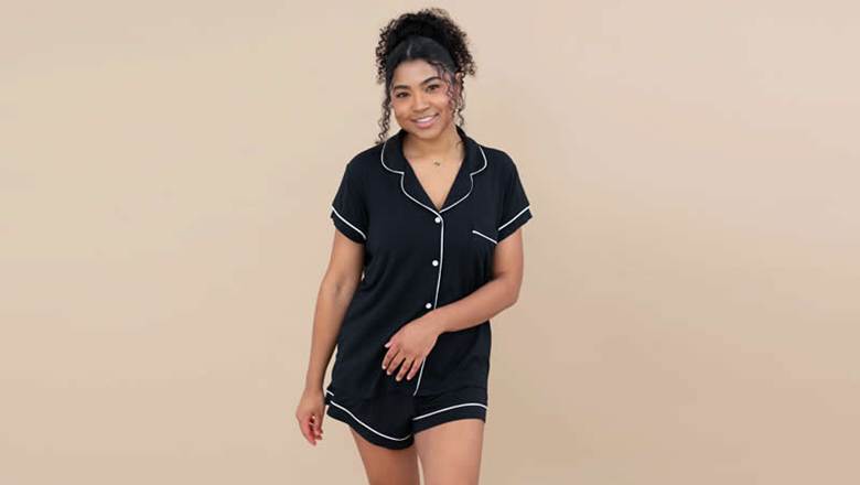 women short sleeve pajama set lightweight breathable summer sleepwear