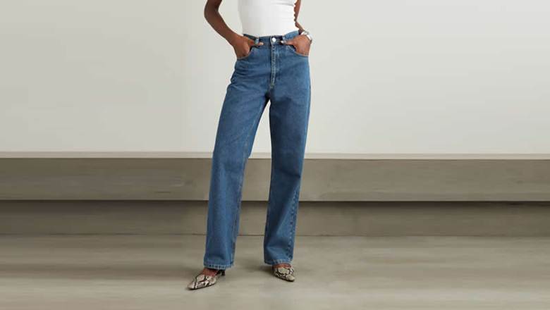 women straight leg high rise jeans casual denim everyday outfit