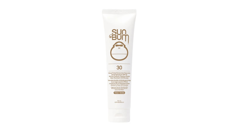 Sun Bum Mineral Tinted Sunscreen Face Lotion SPF 30 in a white squeeze tube