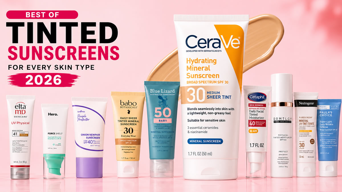Best sunscreens for acne-prone skin on clean background